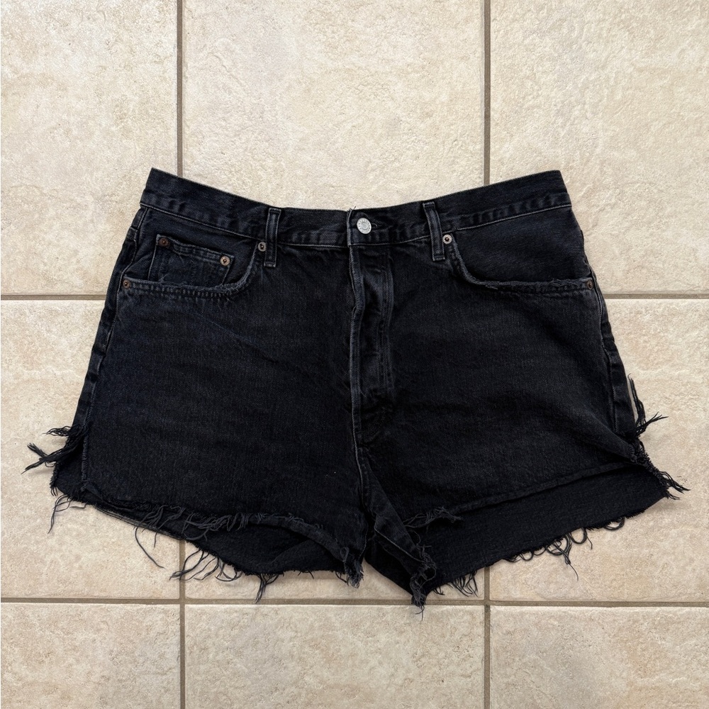 Agolde High Rise Denim Dee Short | Black | 33